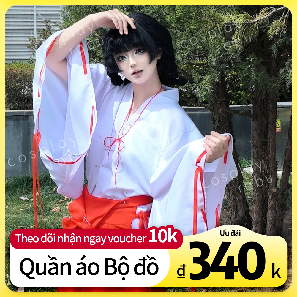 Kikyo Miko Cosplay Trang Phục Thần Nữ Nhật Bản Full Set Kèm Tóc Giả Giày Phong Cách Anime