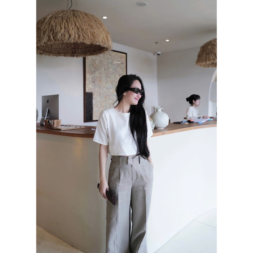 𝗥𝗼𝗺𝗲 𝗟𝗶𝗻𝗲𝗻 - |BEELY| - Áo Linen cổ tròn