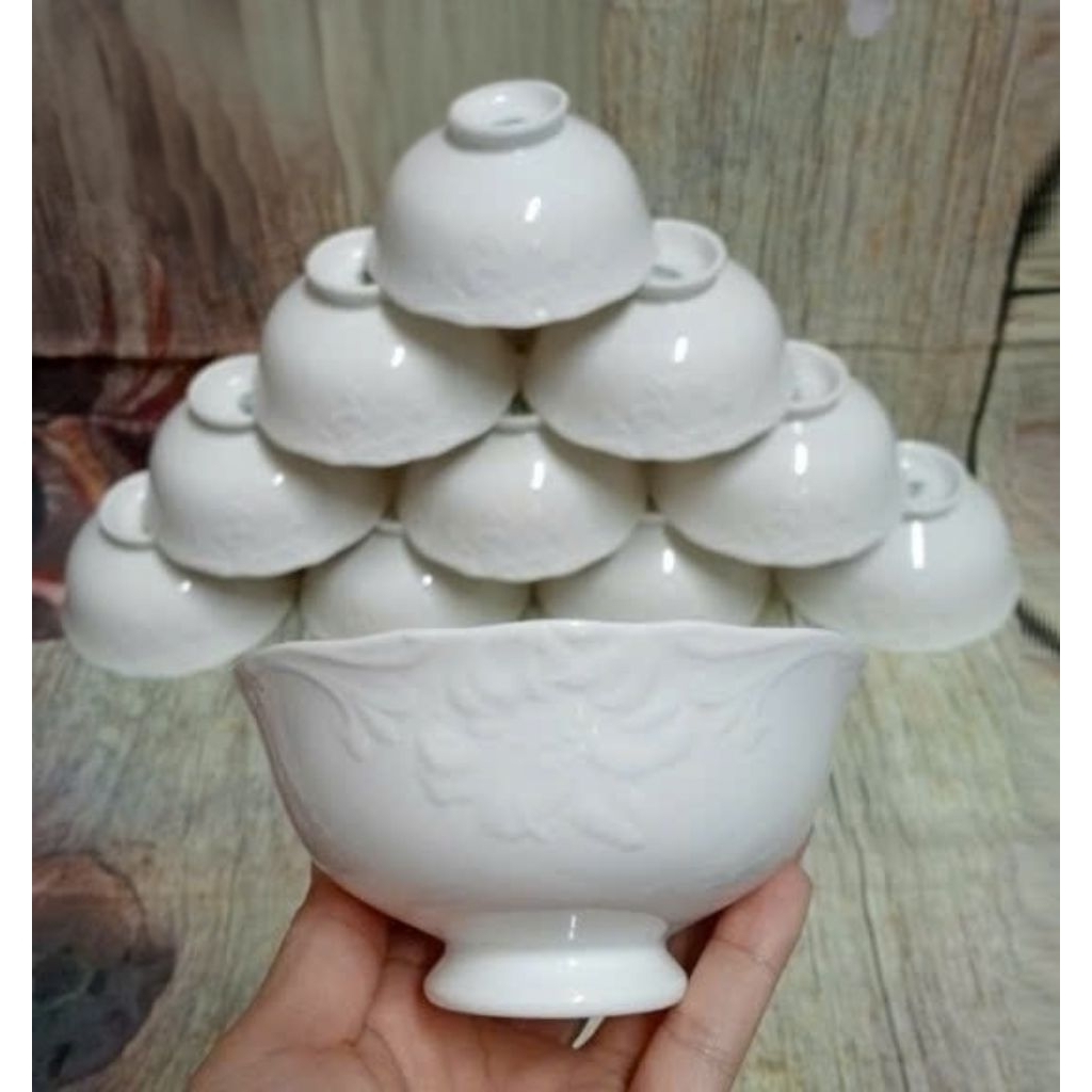 Bộ 10 chén cơm sứ trắng Minh Long Đài Cát - chén cơm sứ trắng Minh Long