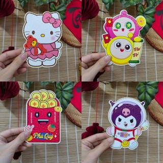 BAO LÌ XÌ CHIBI THẦN TÀI / 5 cái, giấy bìa cứng phản quang