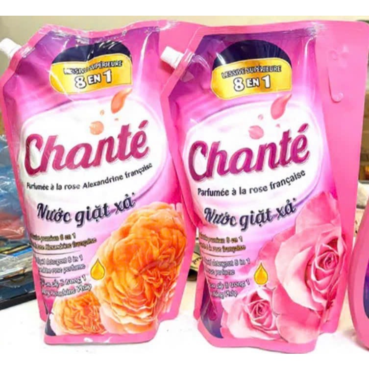 Nước giặt xả Chanté 8 trong 1 hương hoa hồng Pháp - Túi 3.05L