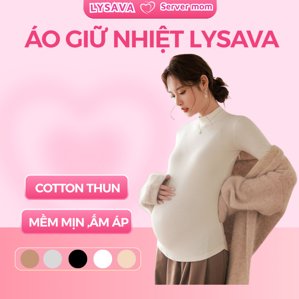 Áo Bầu Giữ Nhiệt Cotton Thun Co Giãn 4 Chiều Mềm Mịn Lysava Thời Trang Thu Đông Cho Mẹ Bầu AB3