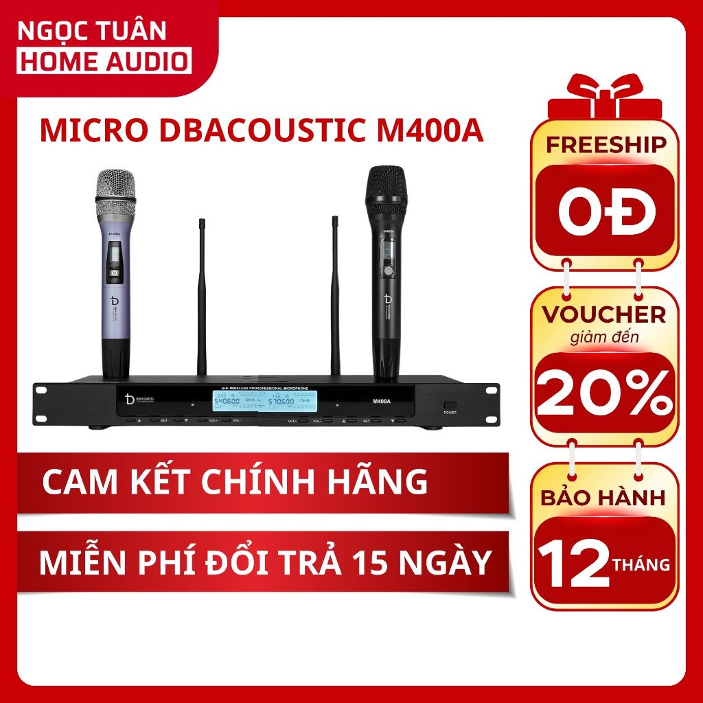 MICRO DBACOUSTIC M400A-15 chế độ EQ,200 kênh tần số, quét sóng sạch-Micro không dây karaoke