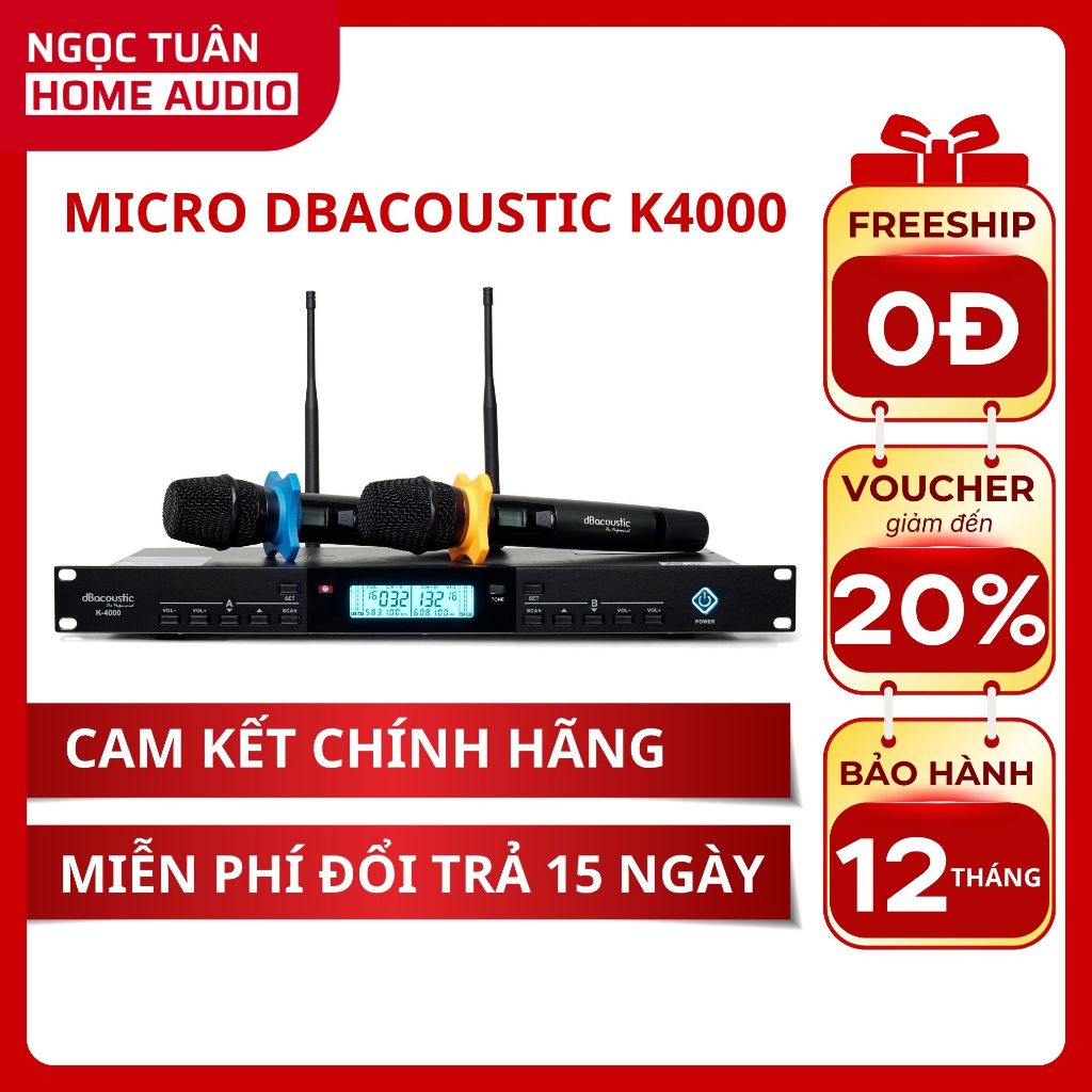 Micro Không Dây DBACOUSTIC K4000 - Micro chuyên nghiệp sóng khỏe - Micro Karaoke Giá Rẻ