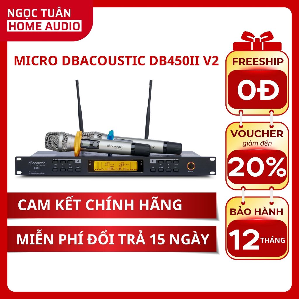 Micro không dây Dbacoustic DB450IIV2- Tích hợp ECHO phù hợp mọi chất giọng- Micro karaoke giá rẻ