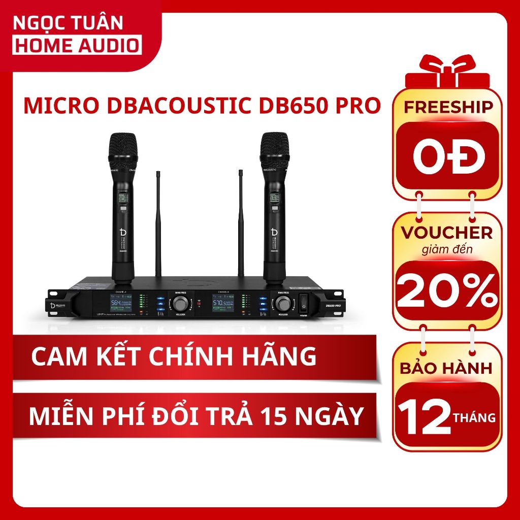 Micro Không Dây DBACOUSTIC DB650PRO Phiên Bản 2025 - Micro chuyên nghiệp sóng khỏe - Micro KTV
