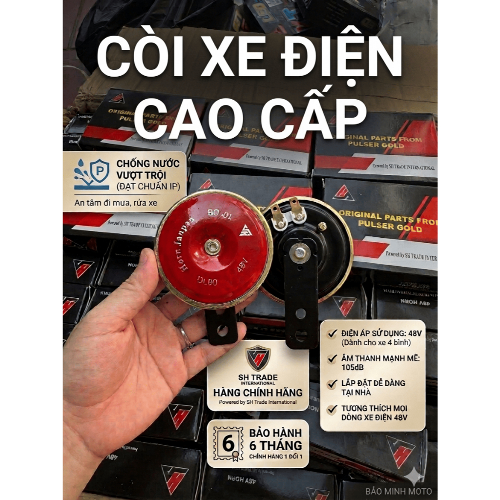 Còi xe điện 48-60volt lắp cho các dòng xe dùng 4 bình và 5 bình như 133S ,133M ,133Plus, 133Pro,Asam