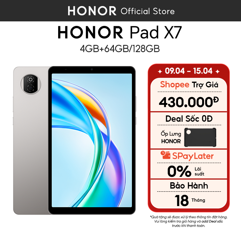 Máy Tính Bảng Honor Pad X7 4GB+64GB/ 128GB | Pin 7020mAh | Chip Snapdragon 680 8 nhân | BH 18 Tháng Hàng Chính Hãng