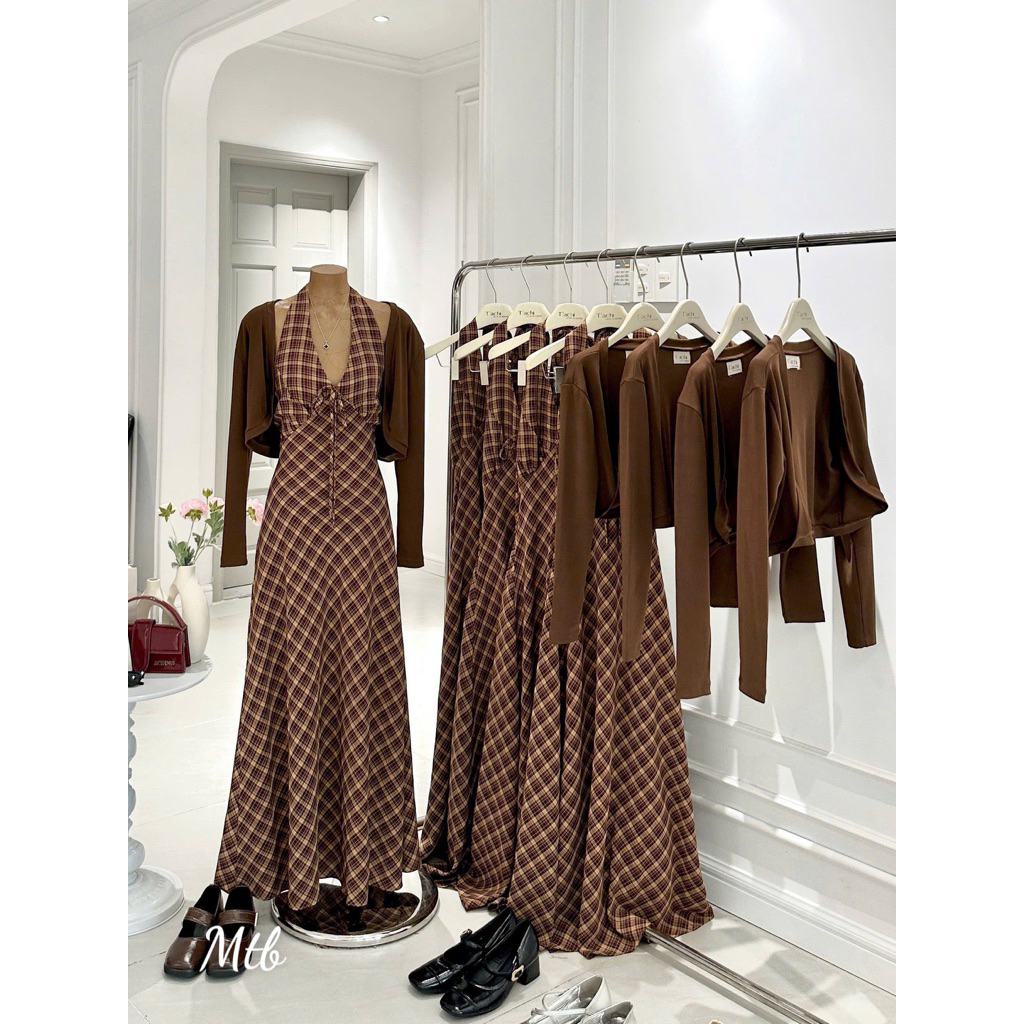 Đầm tk lụa mango kèm khoác