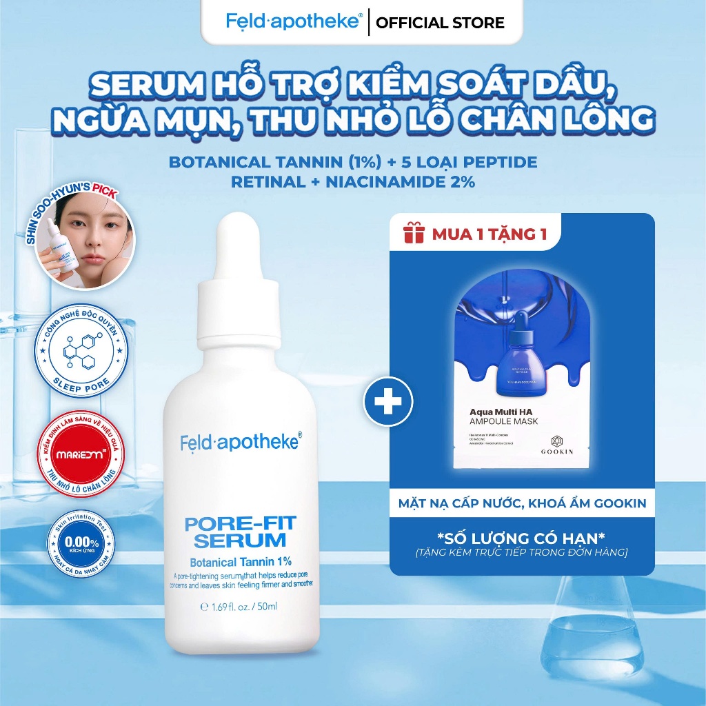 (Tặng mask Gookin) Tinh Chất Chăm Sóc Lỗ Chân Lông Feld Apotheke Pore-Fit Serum 50ml