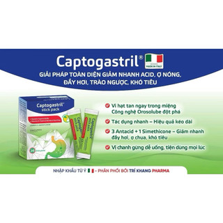 CAPTOGASTRIL Giúp Giảm Đầy Hơi, Trung Hòa Acid Dạ Dày, Hộp 20 Gói x 1,7g