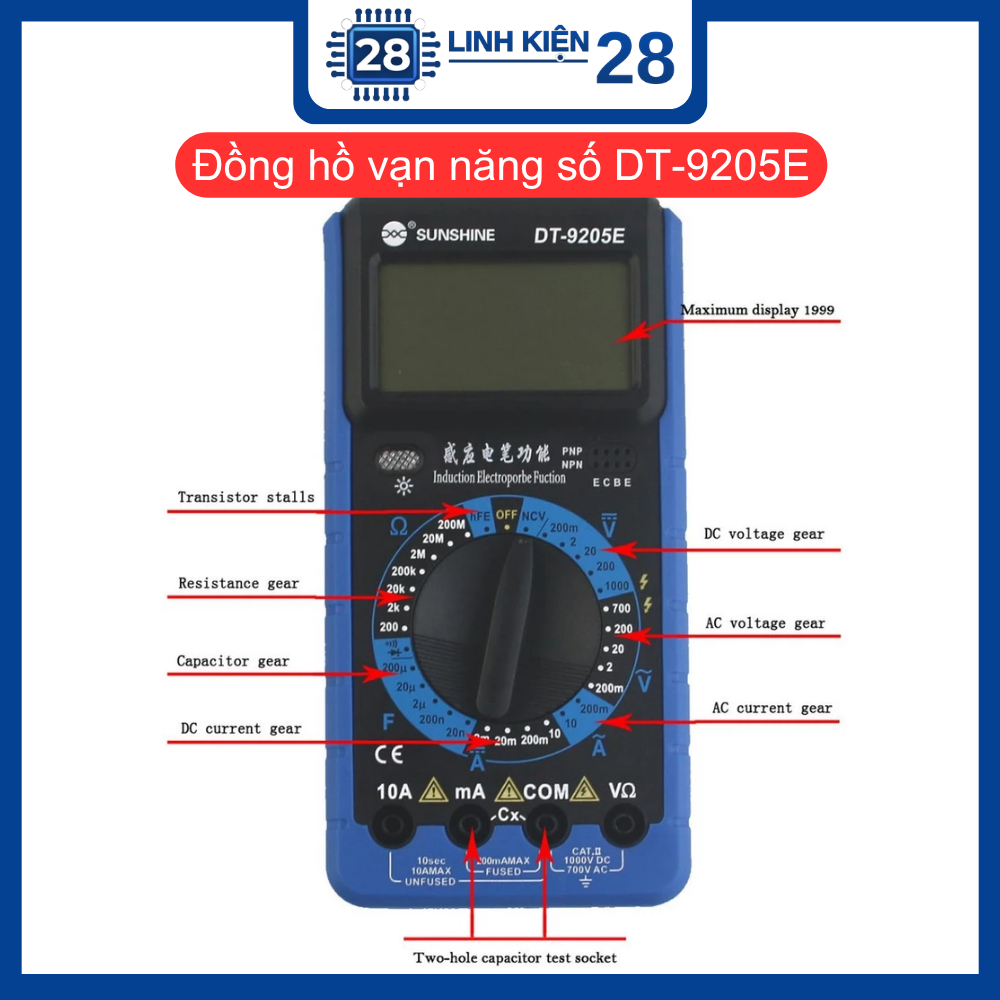 Đồng hồ vạn năng số DT-9205E giá rẻ, đầy đủ tính năng đo. linhkien_28