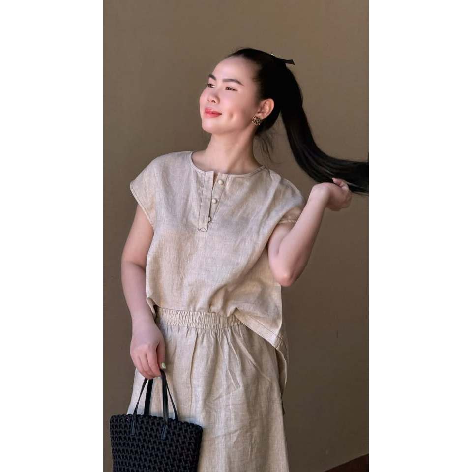 Set bộ Linen nữ 2 món (Áo & Chân váy) - Thời trang thiết kế tối giản, sang trọng_SE58