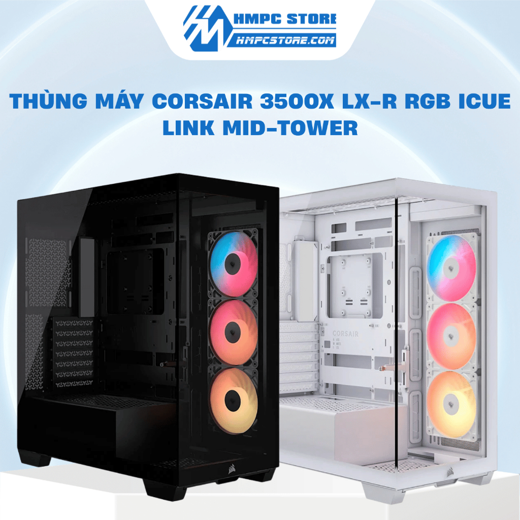 Case - Thùng máy Corsair 3500X LX-R RGB iCUE LINK Mid-Tower | sẵn 3 Fan LX120-R RGB cùng System Hub 