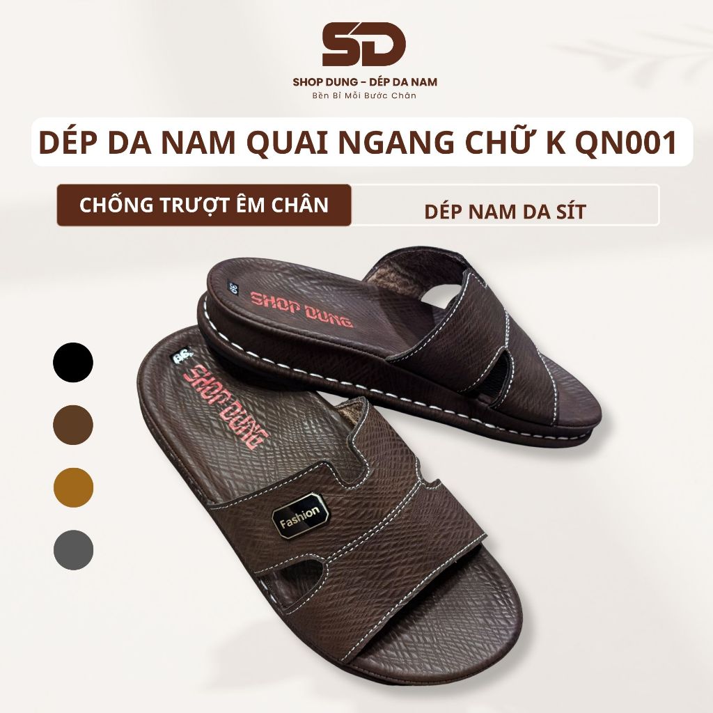 Dép Doc Tờ Chữ K, Dép Công Thái Học Quai Ngang Nam Chữ K QN001 – Shop Dung Dép Da Nam Cao Cấp Bền Đẹ