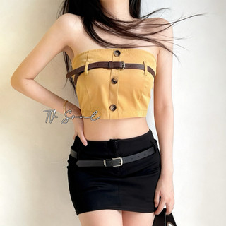 [ẢNH THẬT] Croptop kèm nịt - Chân váy kèm thắt lưng