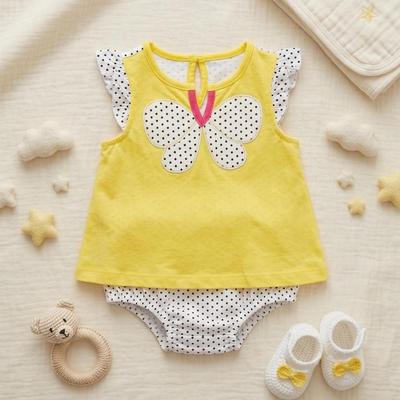 Bodysuit váy bé gái sơ sinh MINTSCLOSET Mint's Closet thêu bướm vàng cho bé sơ sinh - BV7048
