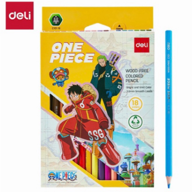 Bút Chì Màu Deli C01-18/C01-24 One Piece Không Lem, Chống Nước, Vẽ Được Trên Nhiều Chất Liệu
