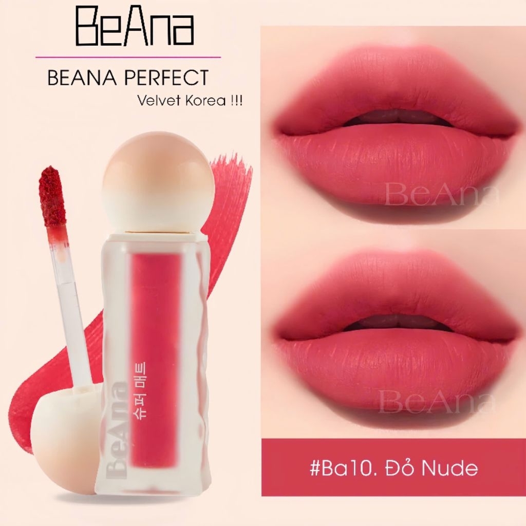 Son BeAna đỏ nude, son màu đỏ nude, son lì không chì chất son mềm mịn, không gây khô môi