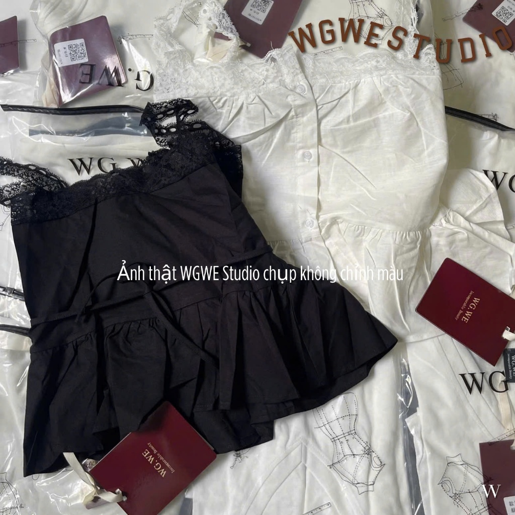 Áo 2 Dây Nữ WGWE Studio Cổ Vuông Phối Ren – Áo Kiểu Linen Tiểu Thư Hàn Quốc 8676 | BigBuy360 - bigbuy360.vn