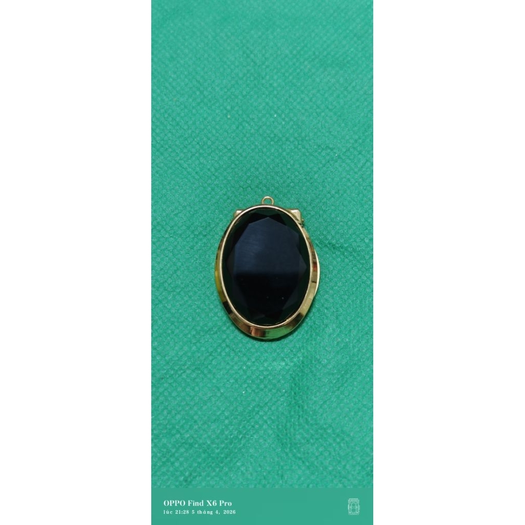 mặt dây chuyền mề đay hình trái tim màu đen bằng đá (heart locket) có thiết kế cổ điển Châu Âu vinta