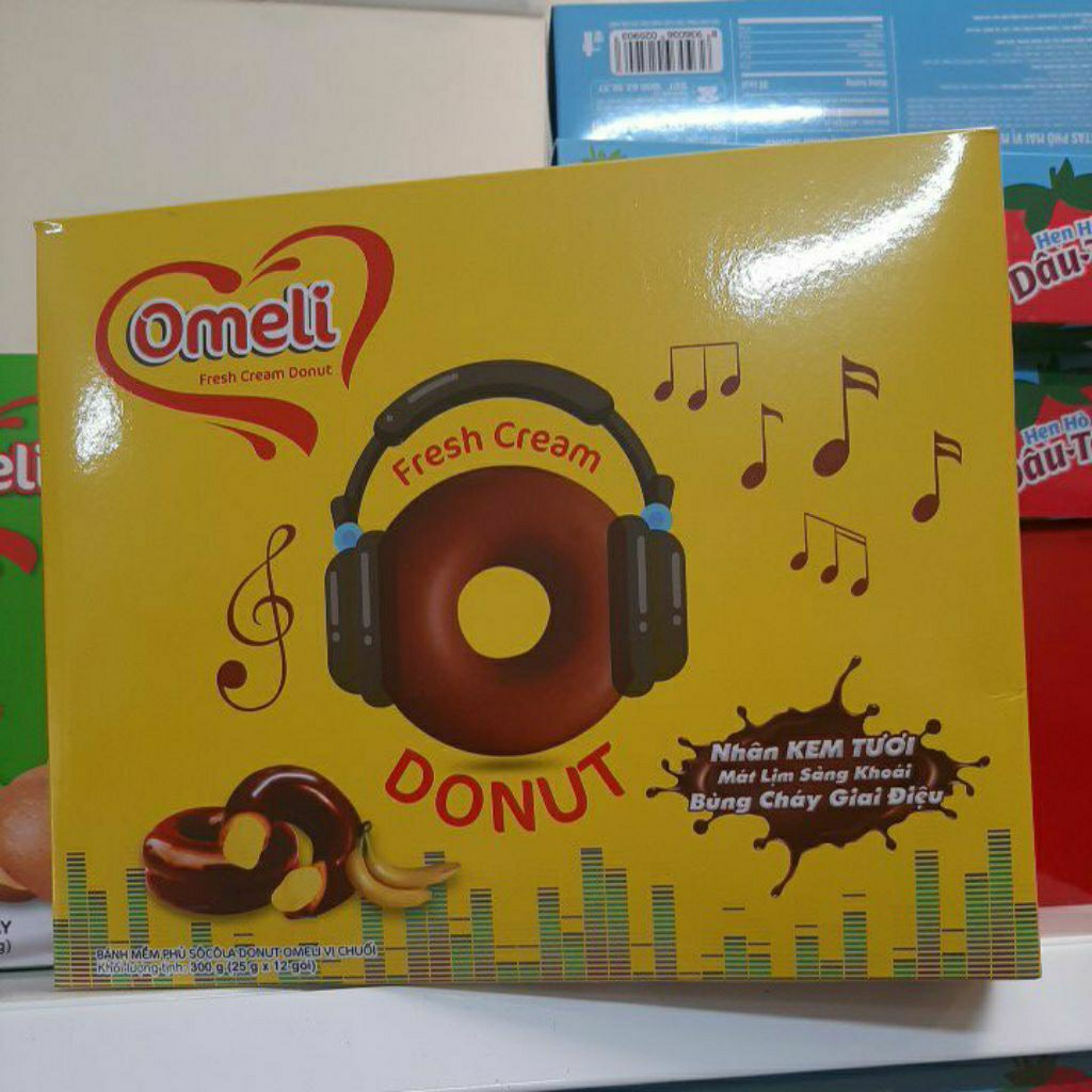 Bánh mềm phủ socola donut omeli vị chuối 300g
