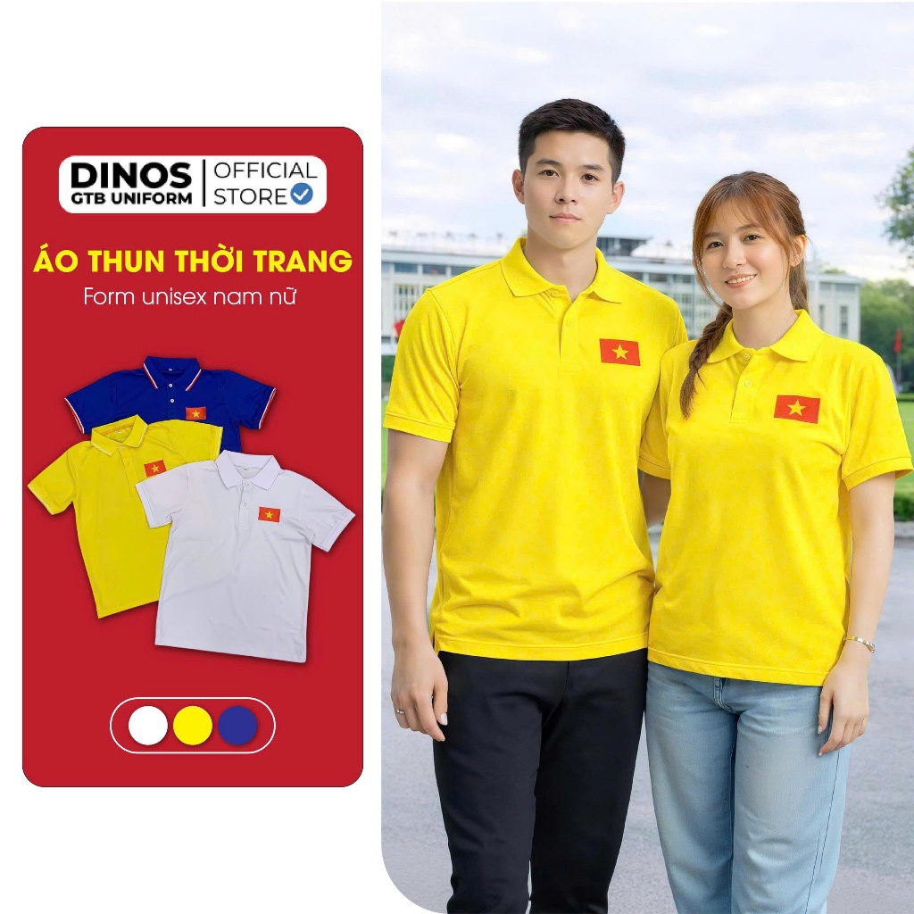 Áo Thun Polo Việt Nam DINOS GTB, Thêu Logo Vải Cá Sấu Co Giãn, Form Đẹp Thanh Lịch