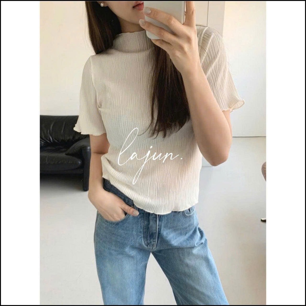 [LAJUN KOREA] Áo Dập Ly Viền Nhún Butter Hàn Quốc