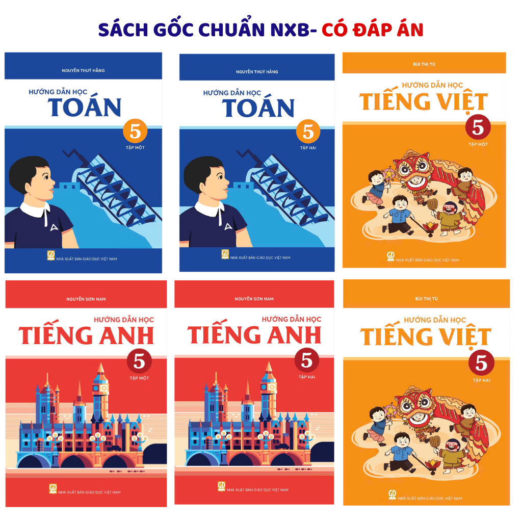 Sách- LỚP 5 Hướng Dẫn Học Toán, Tiếng Việt, Tiếng Anh LỚP 5- Archimedes School ( Bản Mới Nhất)