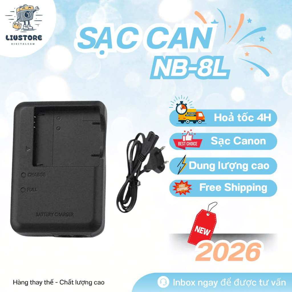 Sạc pin Canon NB-8L chuyên dụng cho các dòng máy ảnh Canon như IXUS 105, IXUS 210, IXUS 210 IS