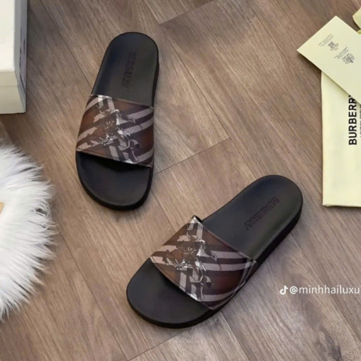 Dép Nam Burberry quai ngang hàng - Dép Lê Quai Ngang BBR Đế Casu Đúc Siêu Đẹp Trend