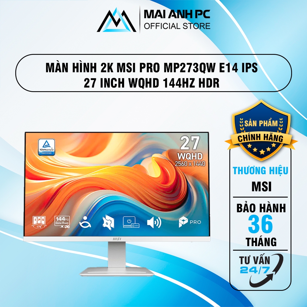 Màn Hình 2K MSI PRO MP273QW E14 IPS 27 inch WQHD 144Hz HDR