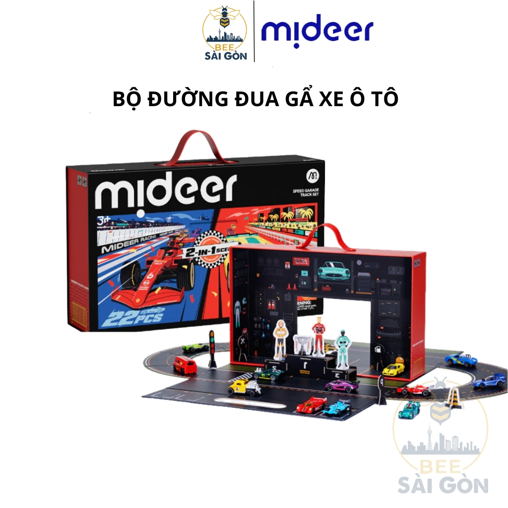 Mô Hình Xe Ô Tô Speed Garage Track Set Mideer - Bộ Đồ Chơi Garage Ô Tô Có Đường Đua Cho Bé