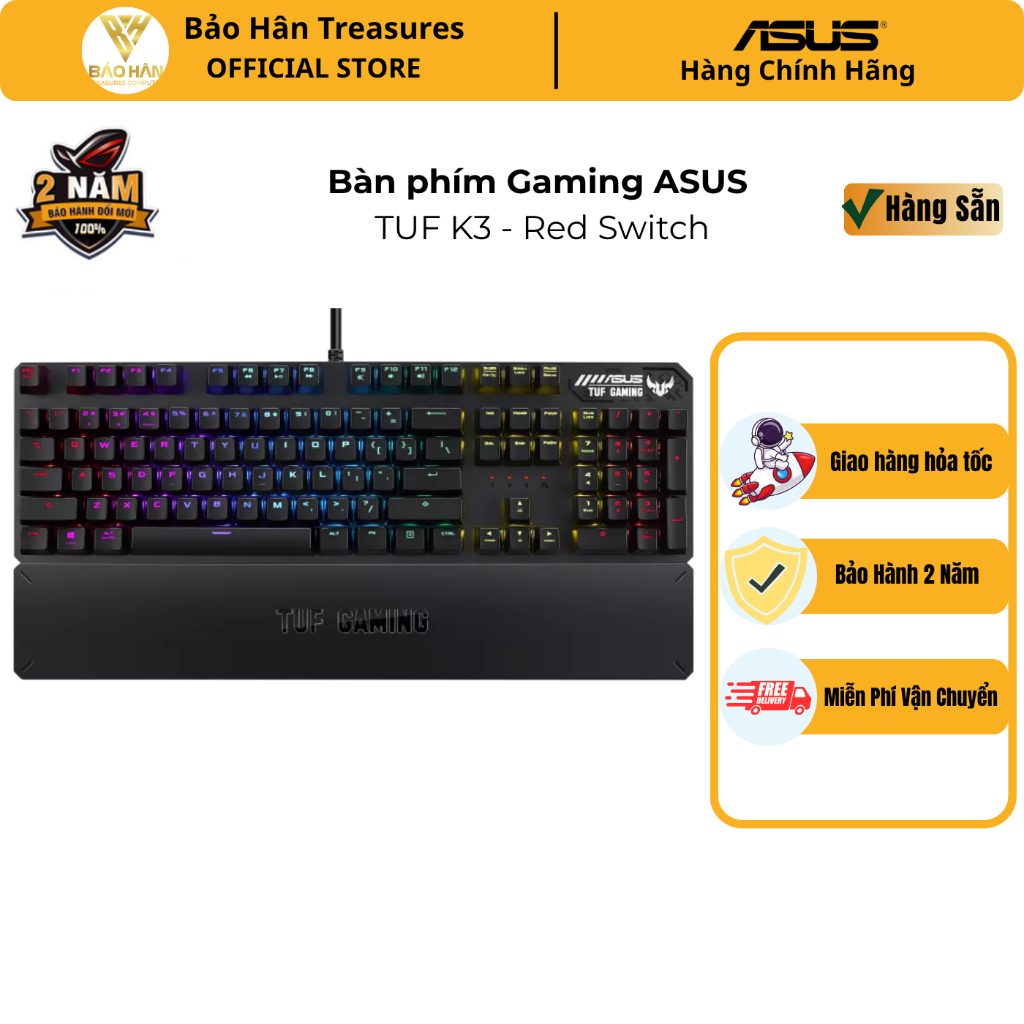 Bàn phím cơ ASUS TUF Gaming K3 Red Switch - Hàng Chính Hãng