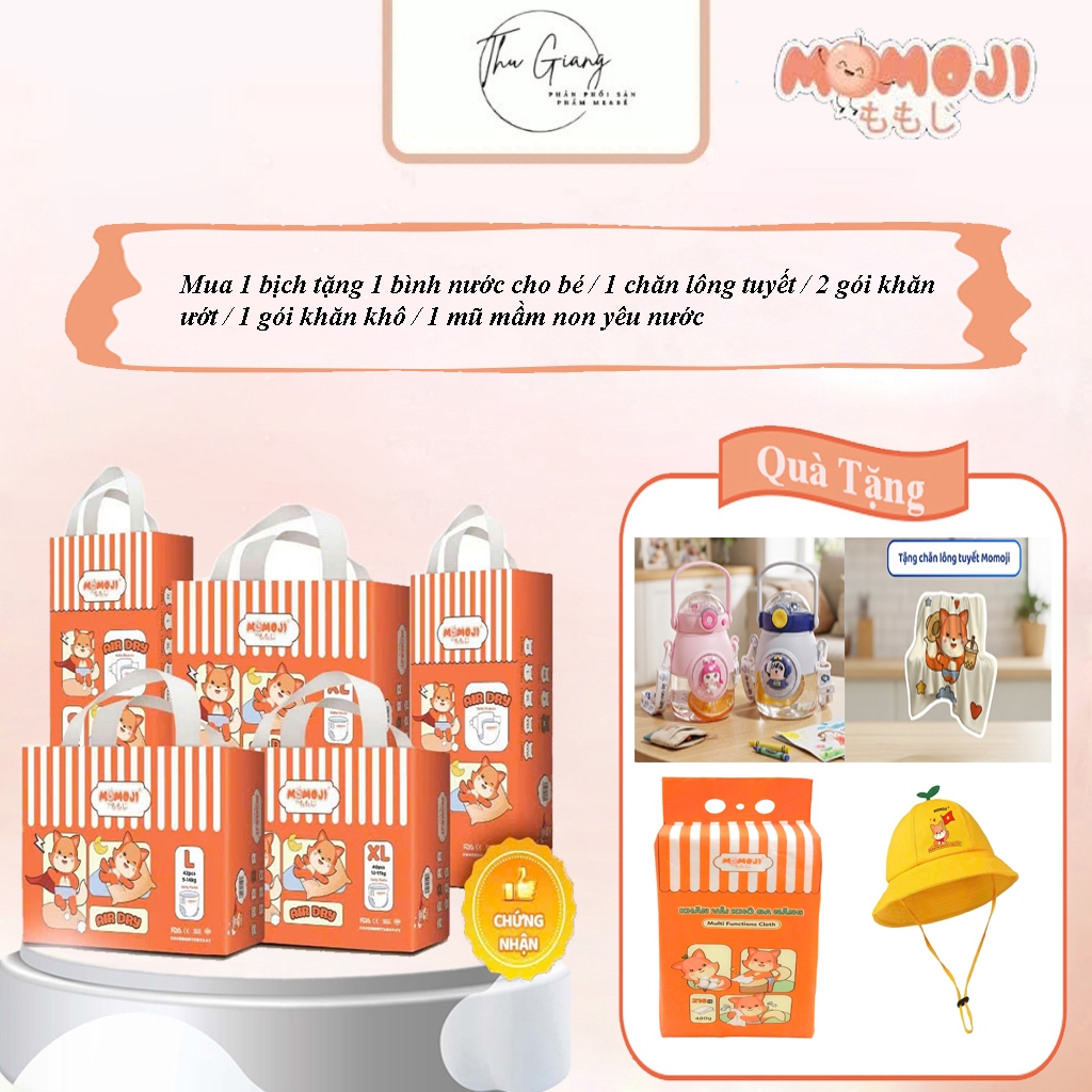 [Phiên Bản Mới] Tã quần/Dán Momoji Air Dry, thoáng khí, thoát ẩm tốt giúp da bé sơ sinh khô thoáng
