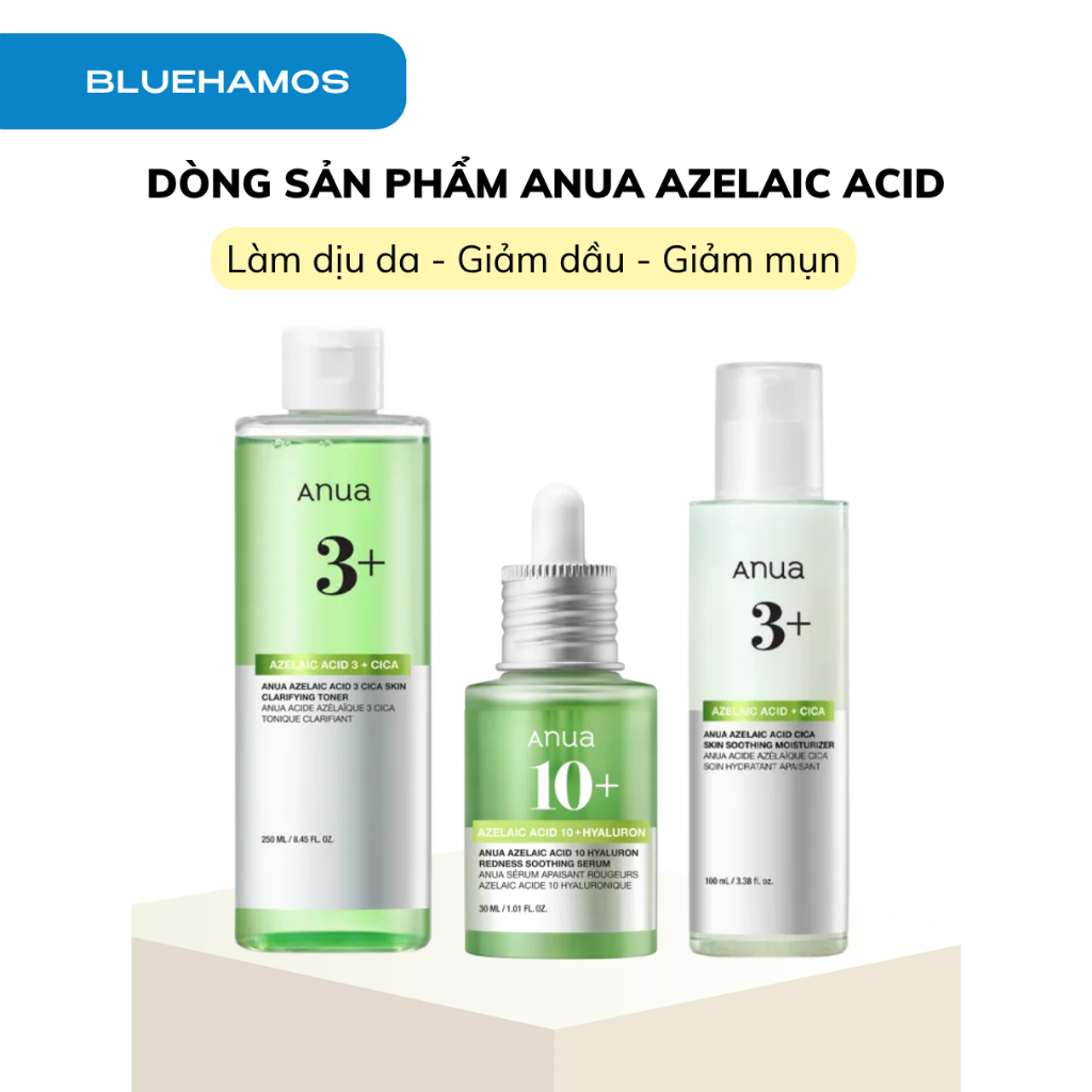 Dòng sản phẩm giảm mụn Anua Azelaic Acid Toner/Serum/Moisturizer