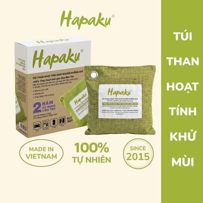 Túi Than Hoạt Tính Hapaku Khử Mùi Ô Tô, Hút Mùi Nhà Vệ Sinh, Khử Khuẩn Tủ Lạnh Từ Than Gáo Dừa Bến Tre 200Gr