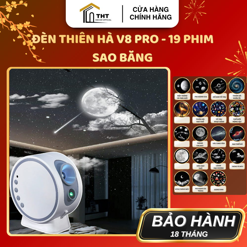 Đèn Thiên Hà V8 Pro Sao Băng THT DECOR Đèn V8 Pro Chiếu Sao Băng 8-23 Phim Chiếu Độc Quyền Phim Chiế