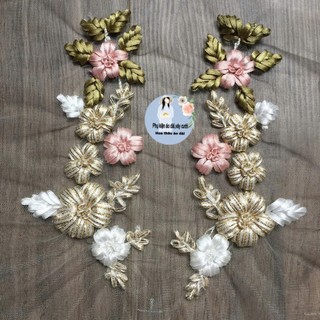 Hoa thêu ruy băng dùng đính kết áo dài, váy cưới, đồ thời trang và đồ Handmade