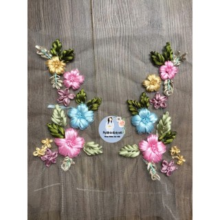 Hoa thêu ruy băng dùng đính kết áo dài, váy cưới, đồ thời trang và đồ Handmade