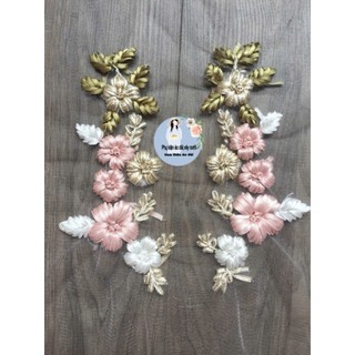 Hoa thêu ruy băng dùng đính kết áo dài, váy cưới, đồ thời trang và đồ Handmade
