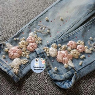 Hoa thêu ruy băng dùng đính kết áo dài, váy cưới, đồ thời trang và đồ Handmade