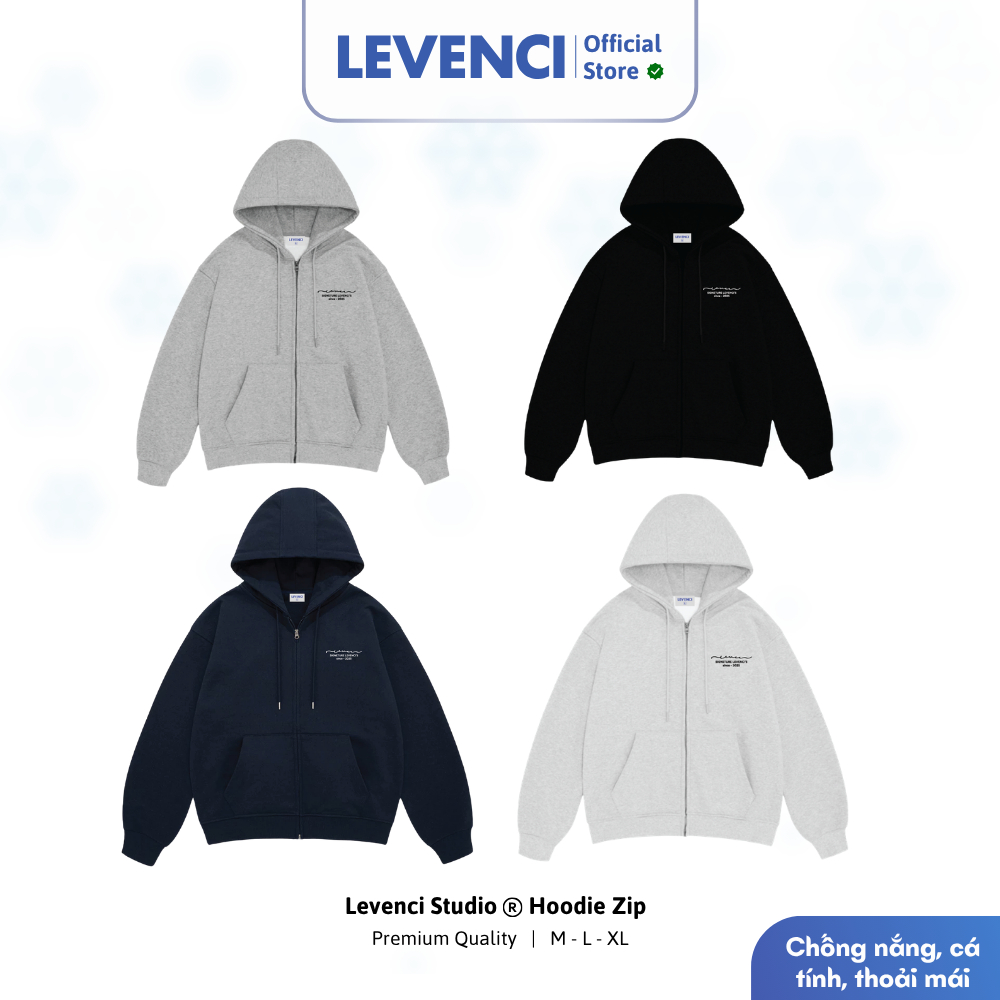 Áo Khoác Hoodie Zip Nam Nữ Khóa Kéo (Có túi trong) Vải Nỉ 2 Da Chống Nắng Tốt/ Levenci Signature