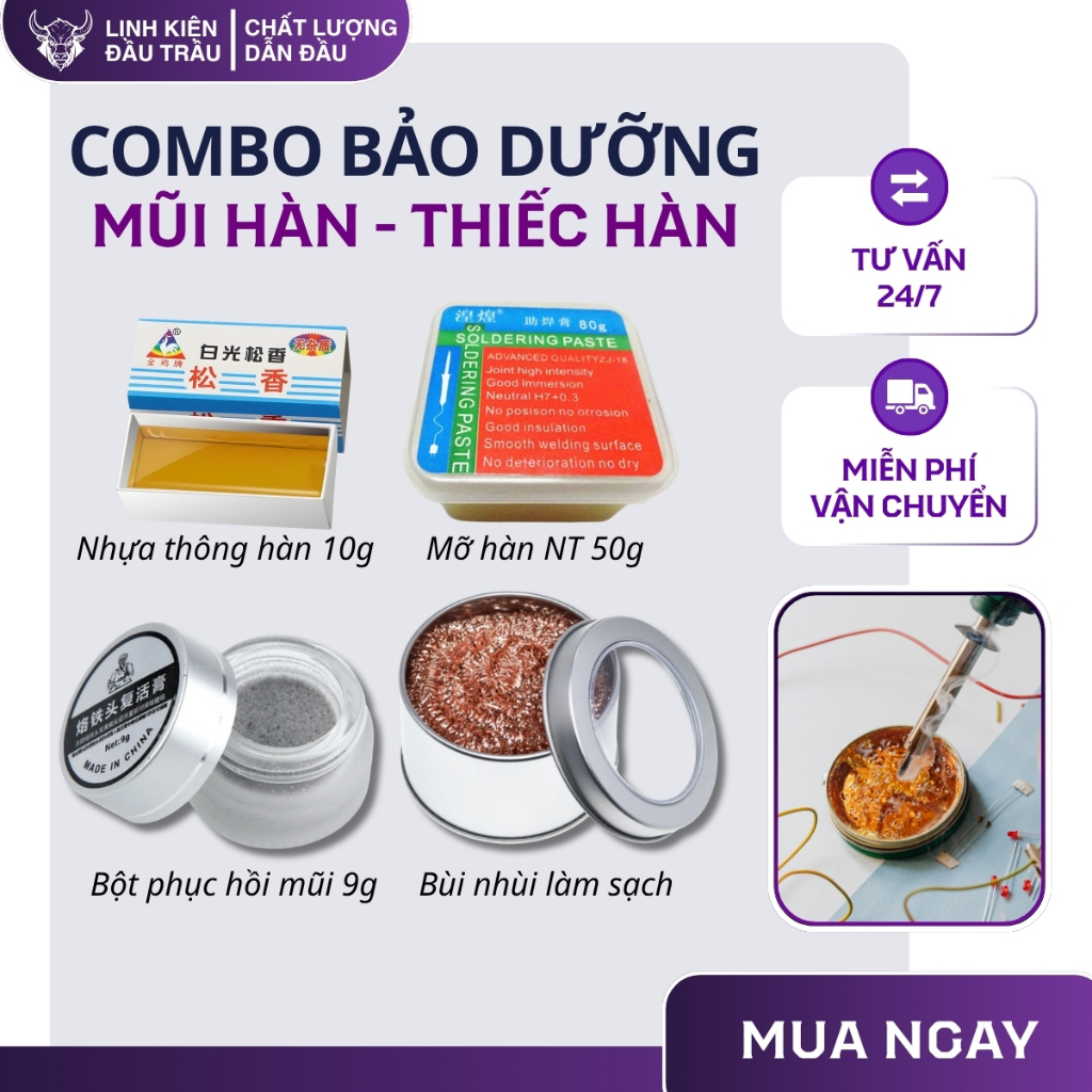 Làm sạch mũi hàn mỏ hàn 936 900 907 T12 C210 C245 mỡ hàn, bột phục hồi mỏ hàn, bùi nhùi, nhựa thông.