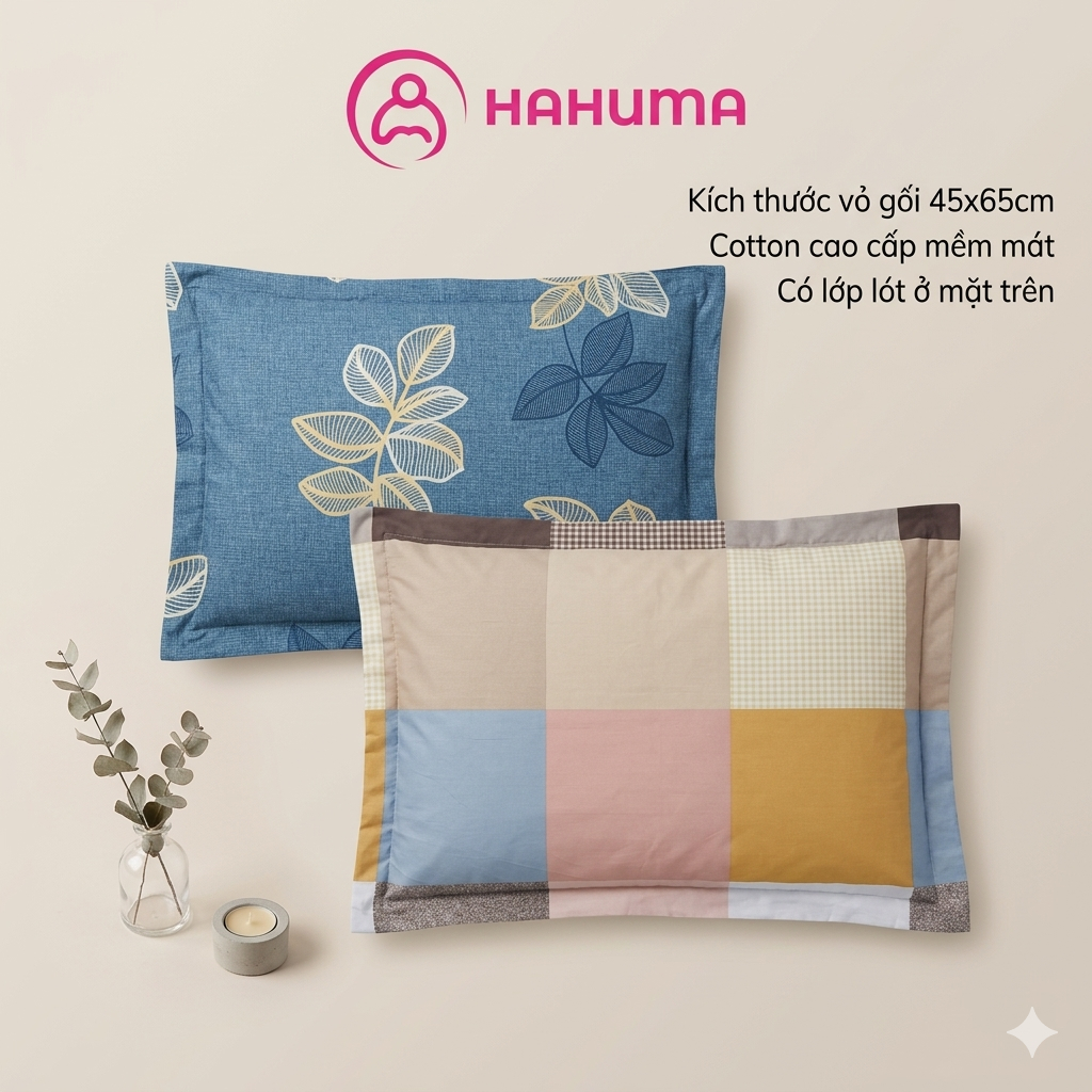 Vỏ Gối Nằm Người Lớn ALNENA (Không Kèm Ruột Gối) - Áo Gối Cotton Cao Cấp, Thấm Hút Mồ Hôi
