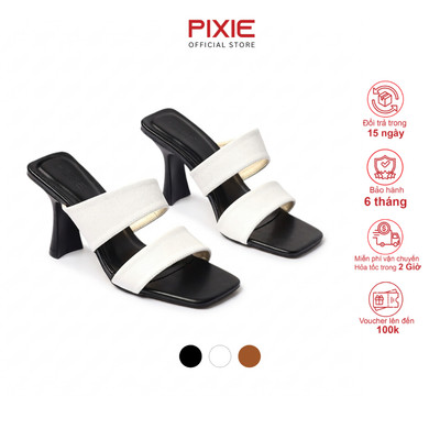 Guốc Cao Gót Nữ 7cm 2 Quai Ngang Thời Trang Pixie H443