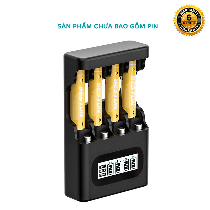Box sạc thông minh Beston M9501 tự ngắt có 4 khe sạc được cả Ni-MH 1.2V và Li-ion 1.5V chuẩn AA/AAA
