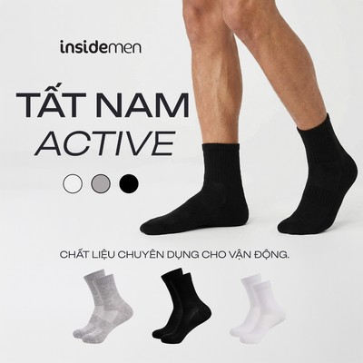Tất vớ nam Active cổ trung Insidemen lưới thoáng khí, co giãn đa chiều ISC011M0H0