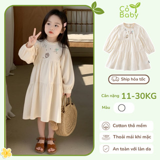 Váy Dài Tay Bé Gái Cỏ Baby Họa Tiết Thêu Trước Ngực Phong Cách Tiểu Thư Nhẹ Nhàng K4135398