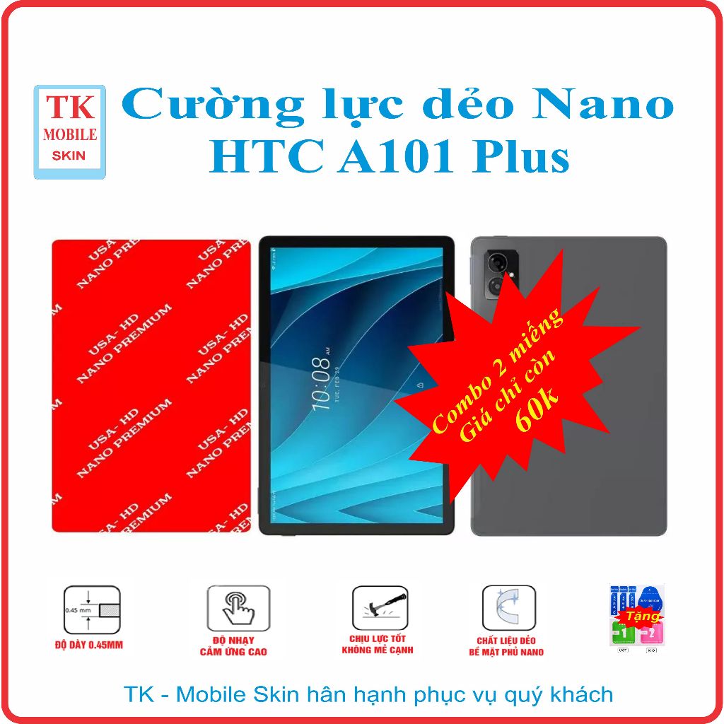 Cường lực dẻo bảo vệ màn hình máy tính bảng HTC A101 Plus